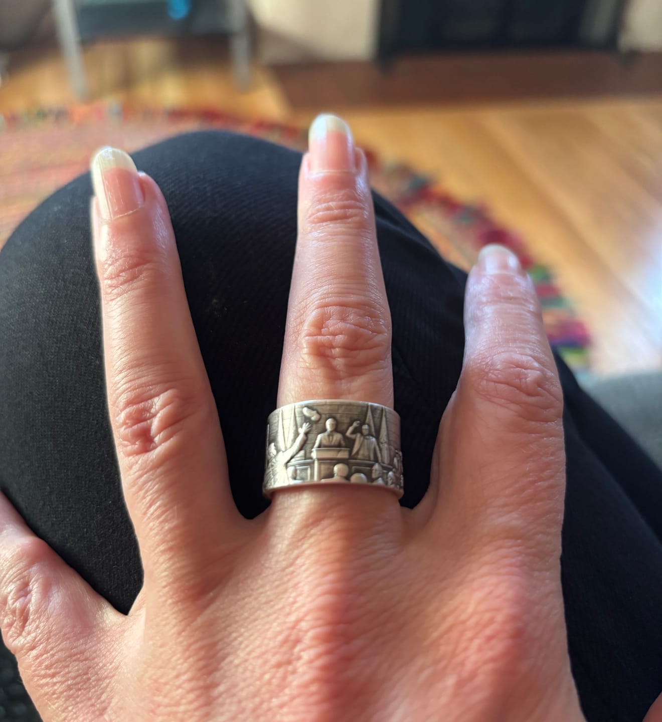 Customer photo review of The "Farewell Kiss" Ring -Oxidized 925 Sterling Silver or Stainless Steel