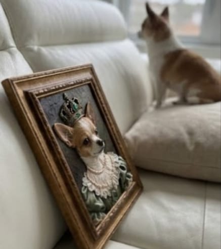 Customer photo review of The Queen | Hand-sculpted 3D Pet Portrait