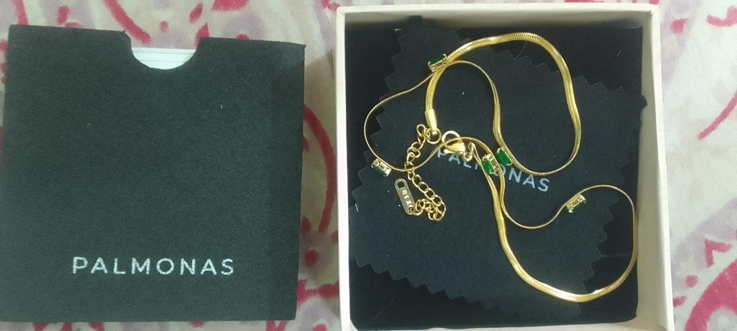Customer photo review of Tiny Emerald Necklace