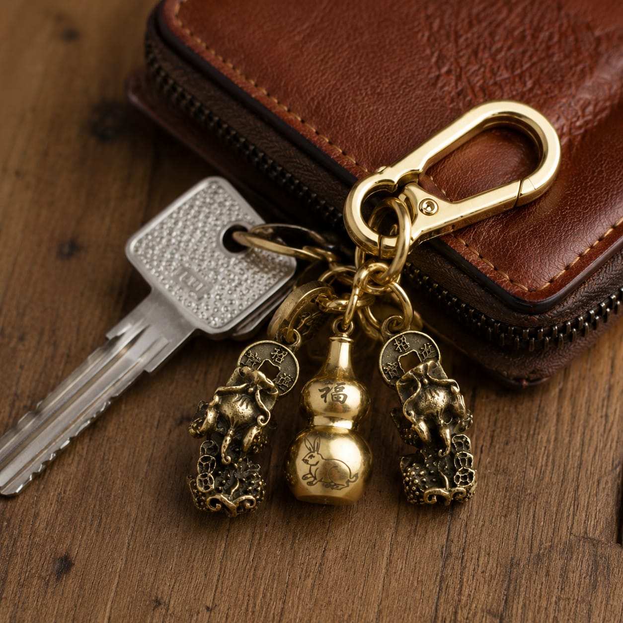 Customer photo review of FuAttract Fortune Protection Prosperity Flow Brass Chinese Zodiac Keychain with Pixiu