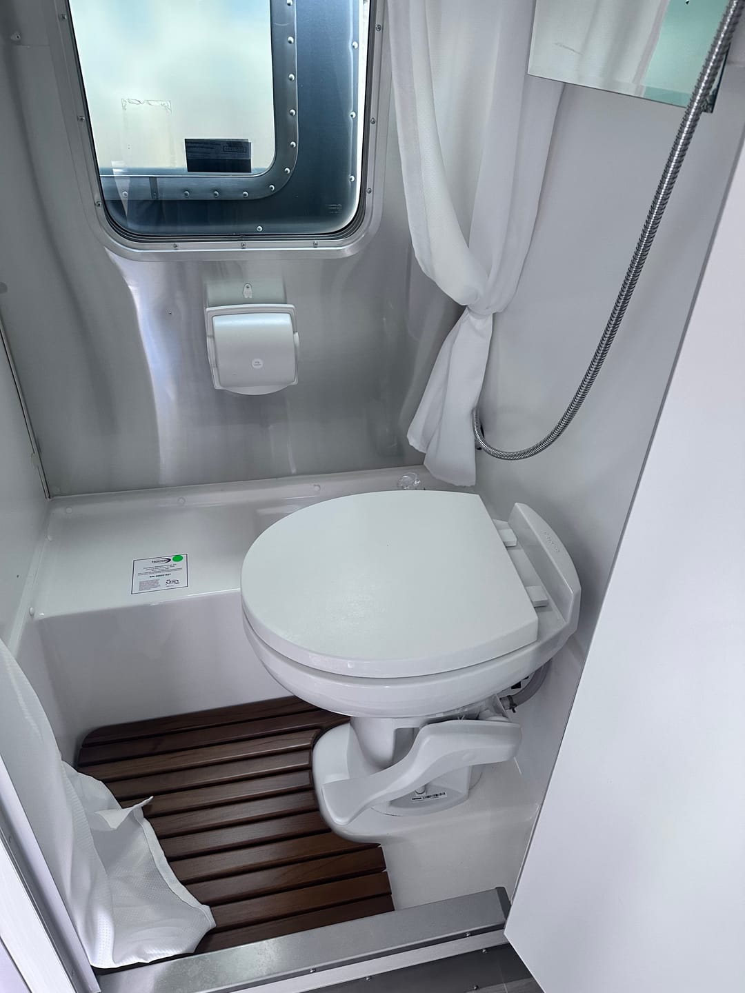 Customer photo review of 16-foot Airstream Bambi/Caravel/Sport Teak Shower Mat (2012 and later)