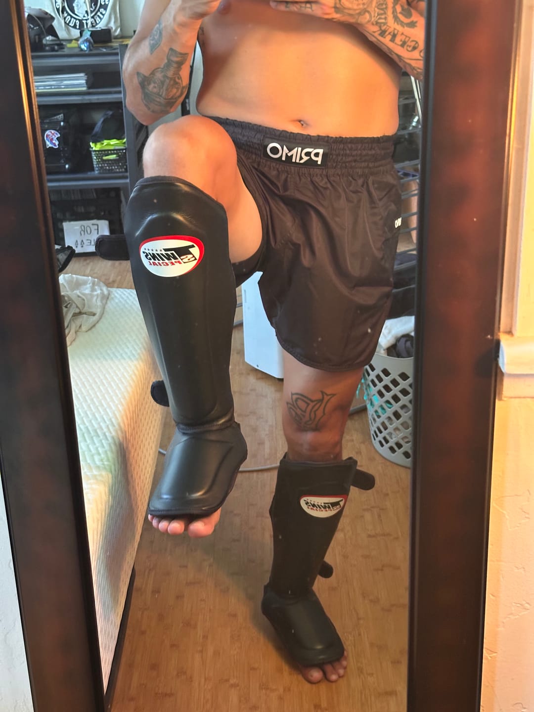 Customer photo review of Twins SGL10 Black Double Padded Leather Shin Guards