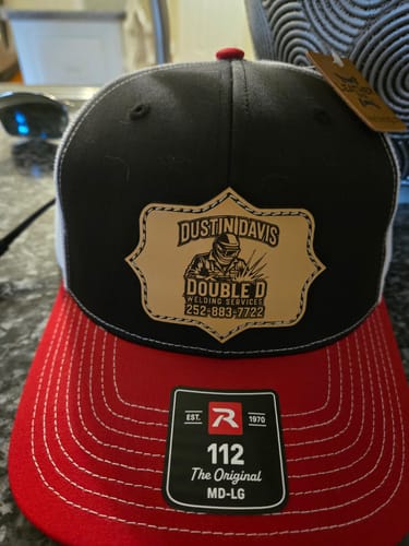 Customer photo review of Premium Custom Leather Patch Hats (Wholesale)