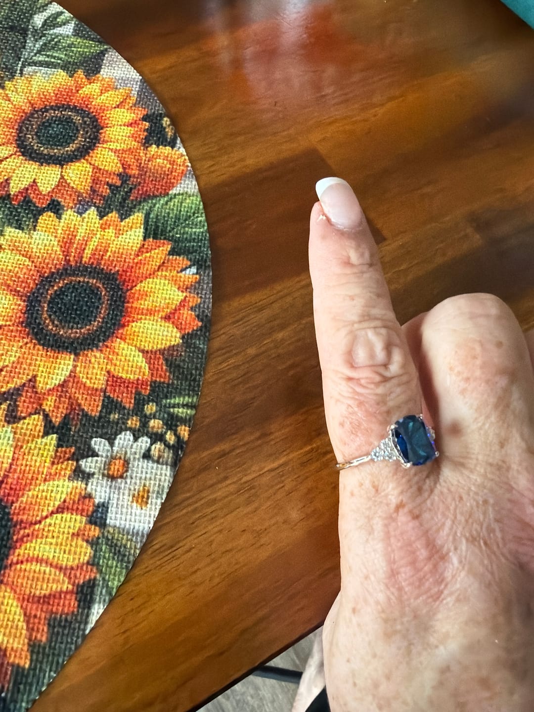 Customer photo review of 4.0Ct Cushion Cut Side Stone Engagement Ring Travel Ring In Sterling Silver
