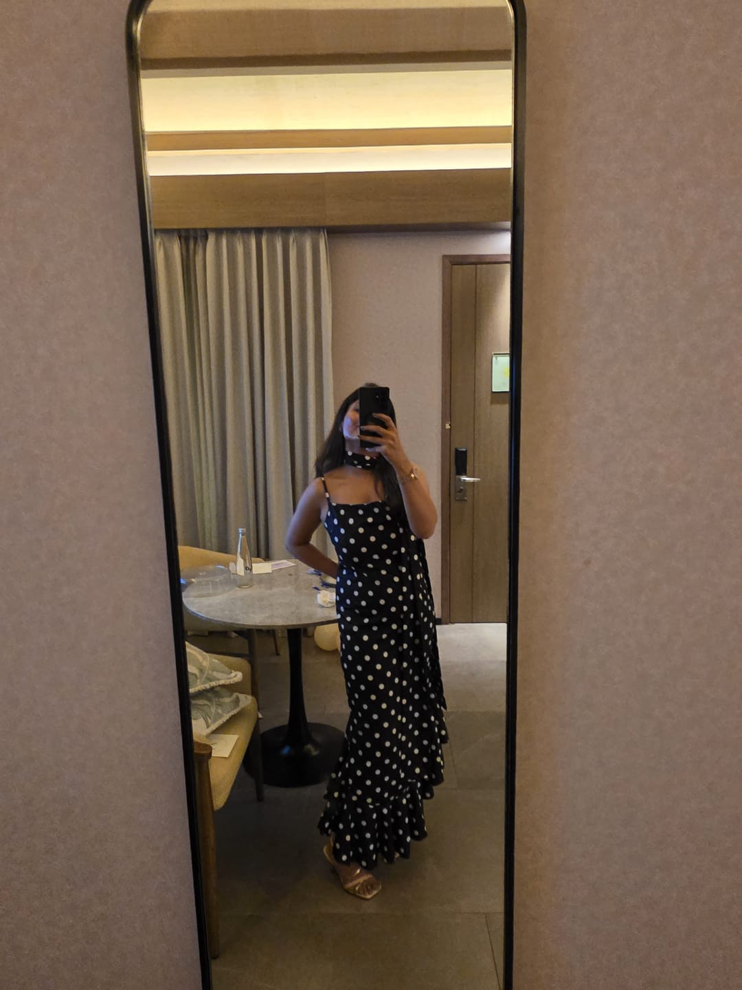 Customer photo review of Sakura Polka Maxi Dress With Scarf