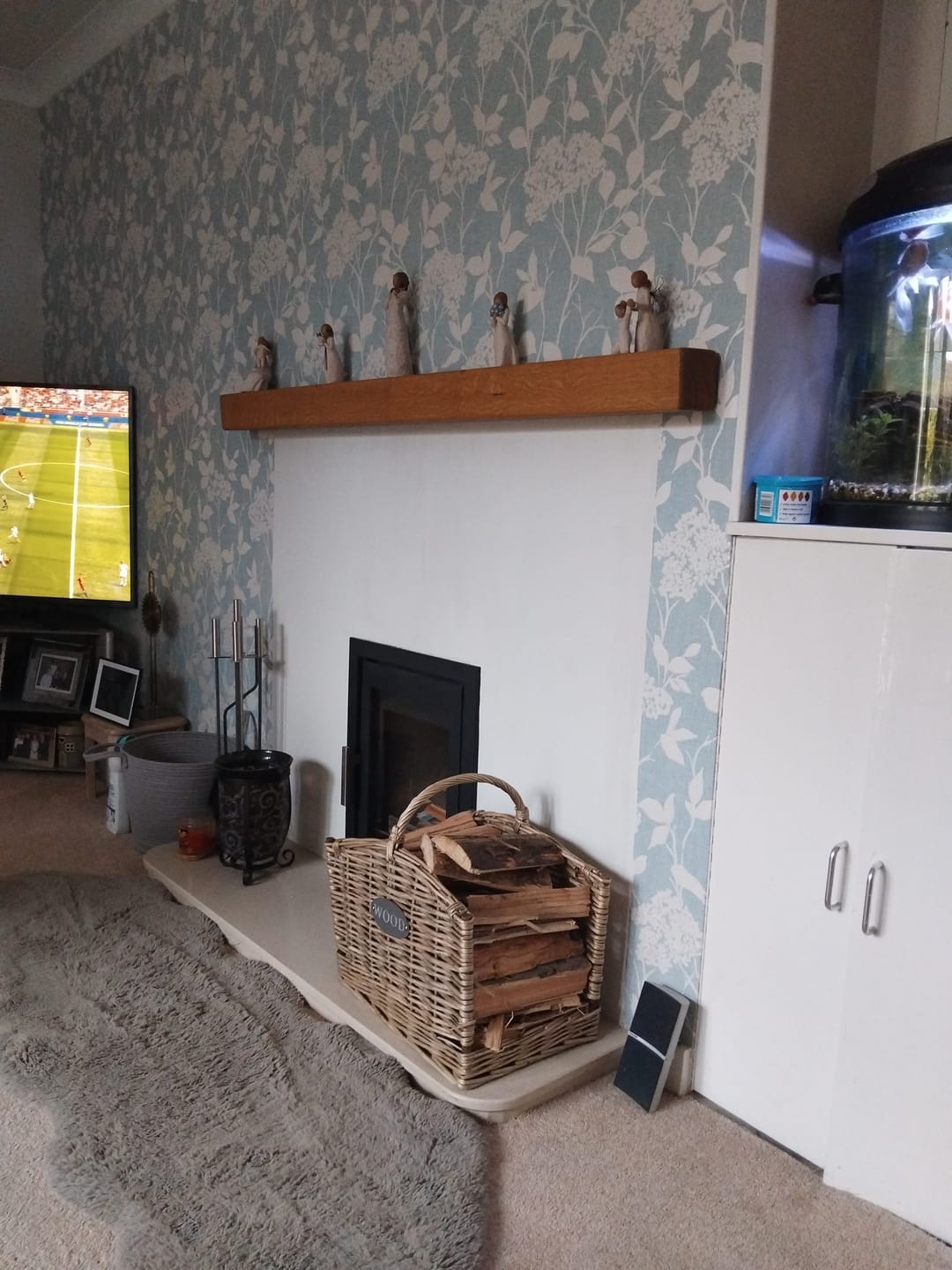 Customer photo review of Rustic Oak Fireplace Beam – 10×10 Mantel Beam
