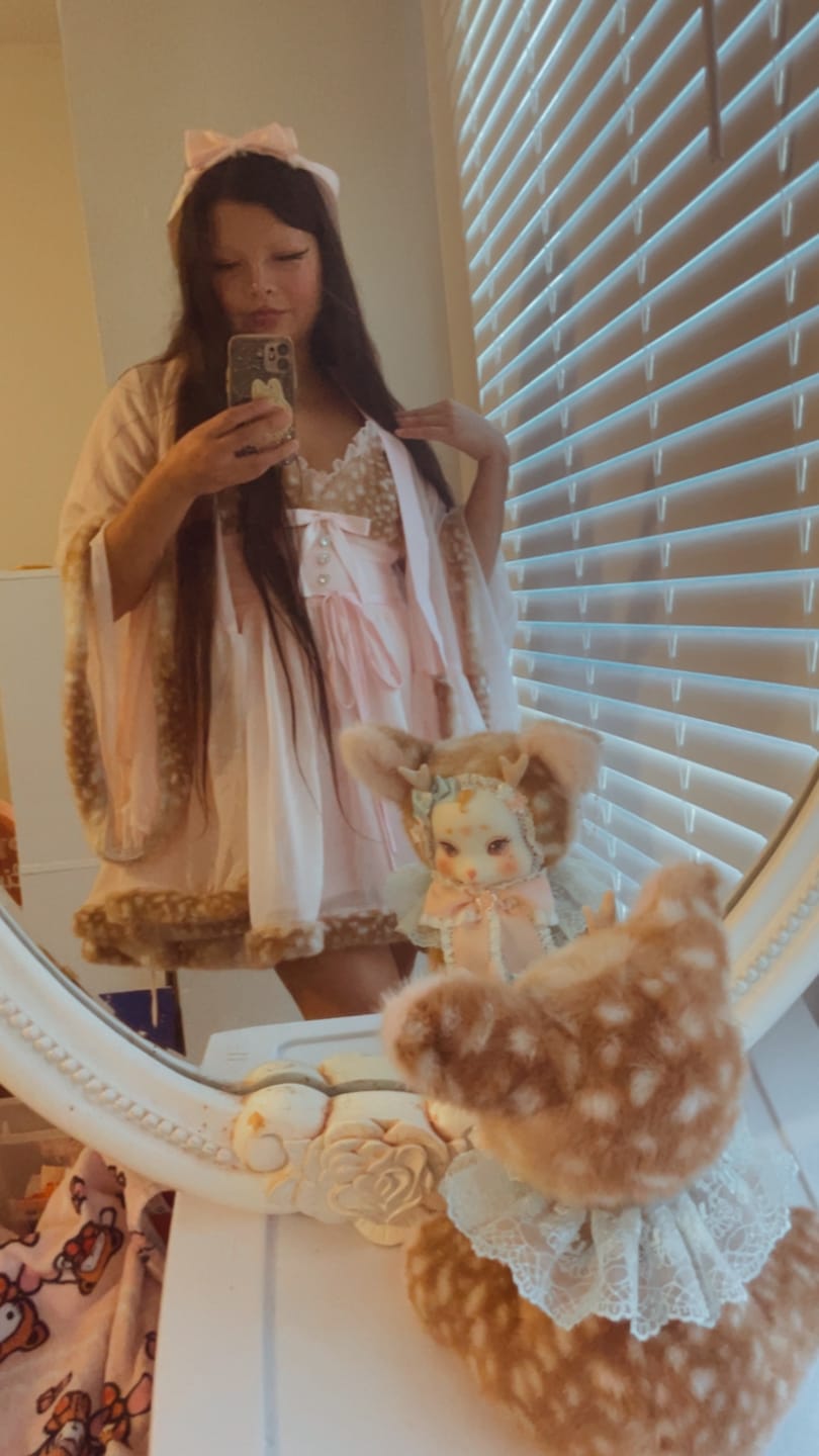 Customer photo review of Bambi Princess Fur Chiffon Robe (Pink)