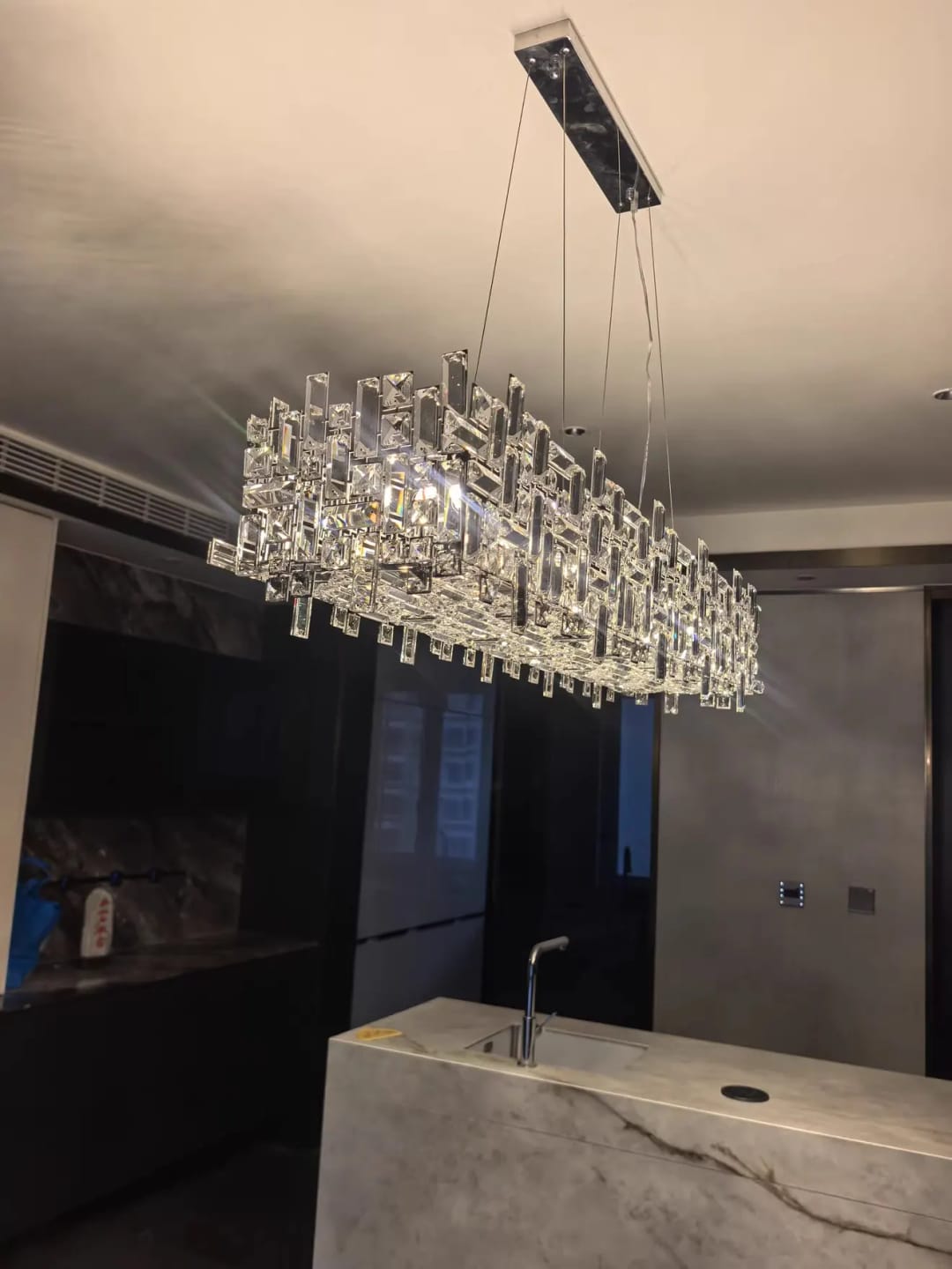 Customer photo review of Luxury Chrome LED Crystal Chandelier - Modern Ceiling Pendant Light Fixture