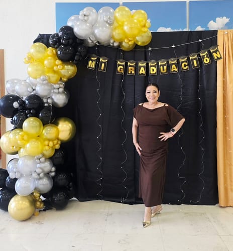 Customer photo review of Anahi Draped Midi Vestido