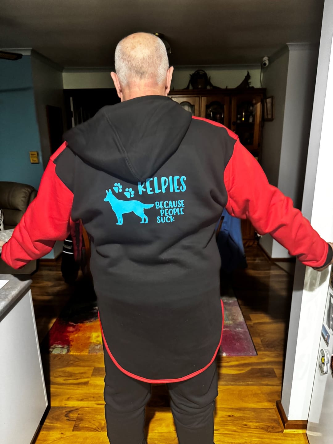 Customer photo review of Red & Black | Half Zip Long Tail Hoody