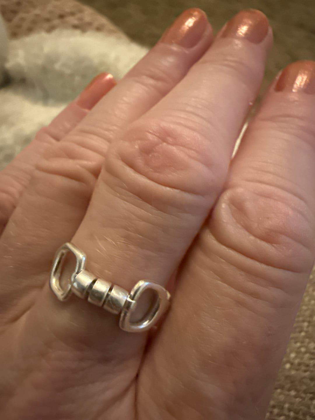Customer photo review of Exclusive Sterling Silver Cherry Roller Snaffle Ring