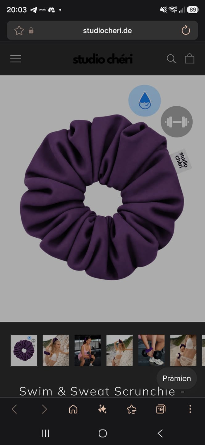 Customer photo review of Swim & Sweat Scrunchie - Plum