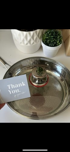 Customer photo review of Nonna's Kitchen - Hand Hammered Titanium Pan