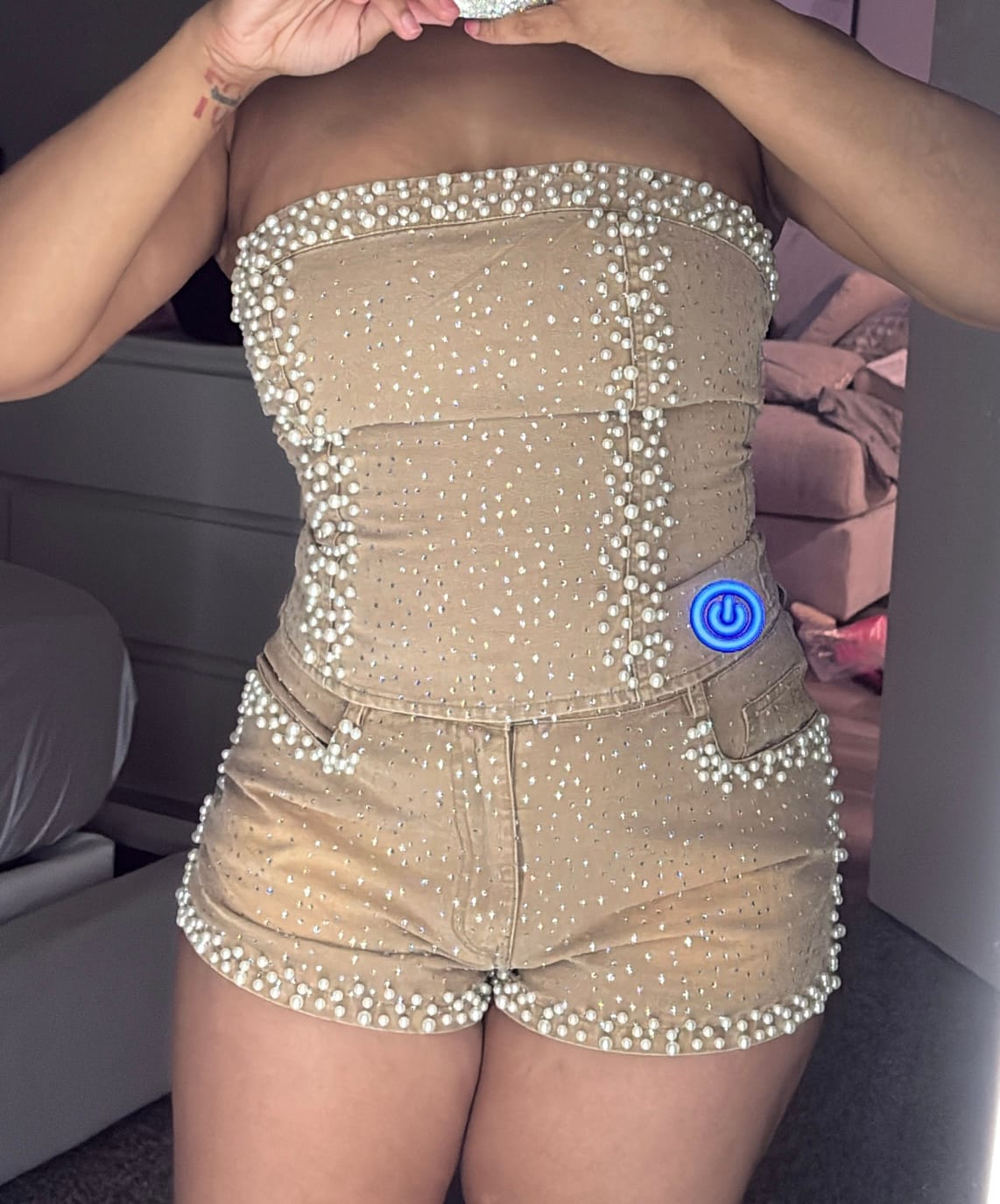 Customer photo review of Malsala Pearl Tube Top & Shorts SET