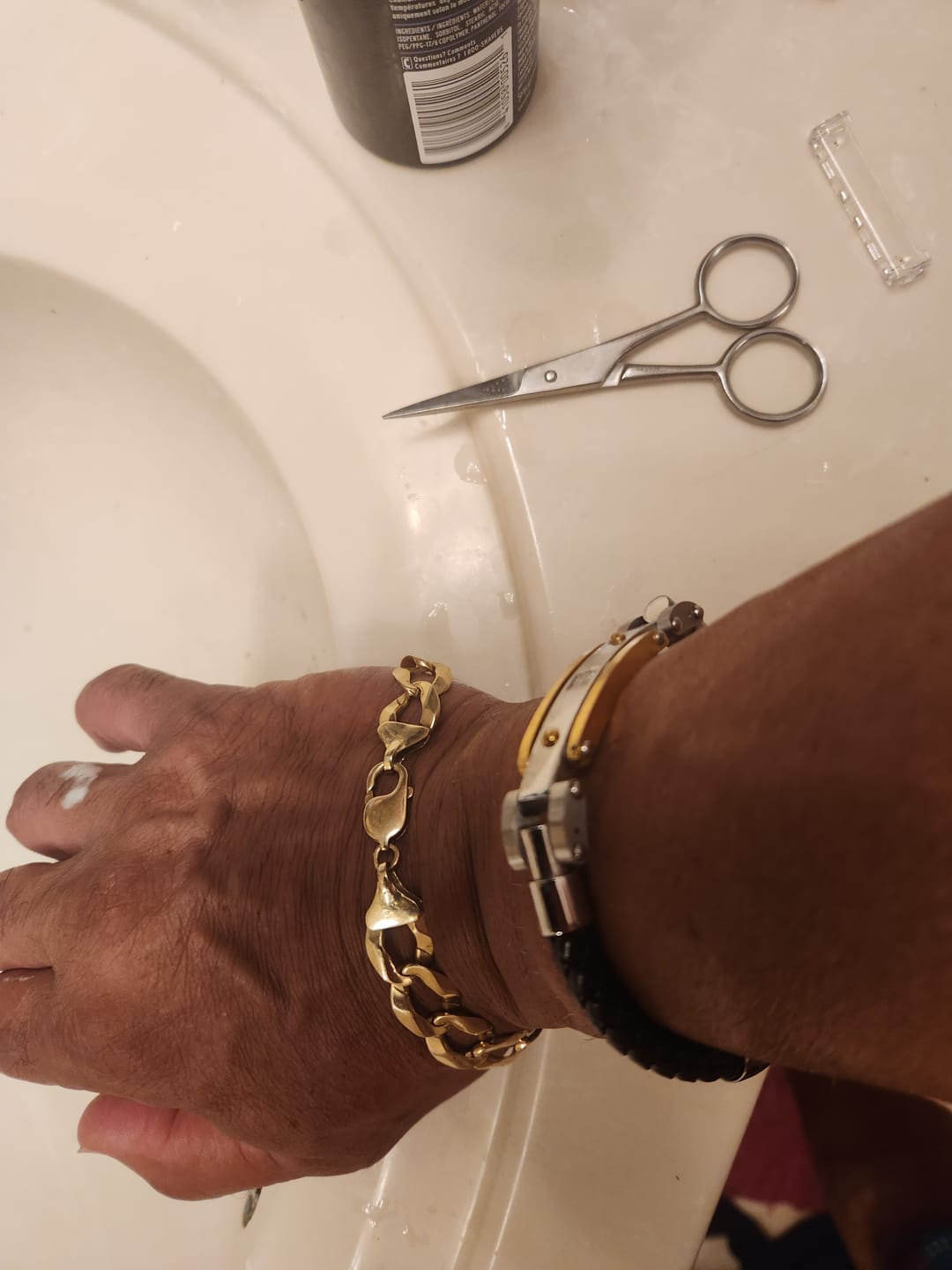 Customer photo review of Men's Diamond Leather Bracelet