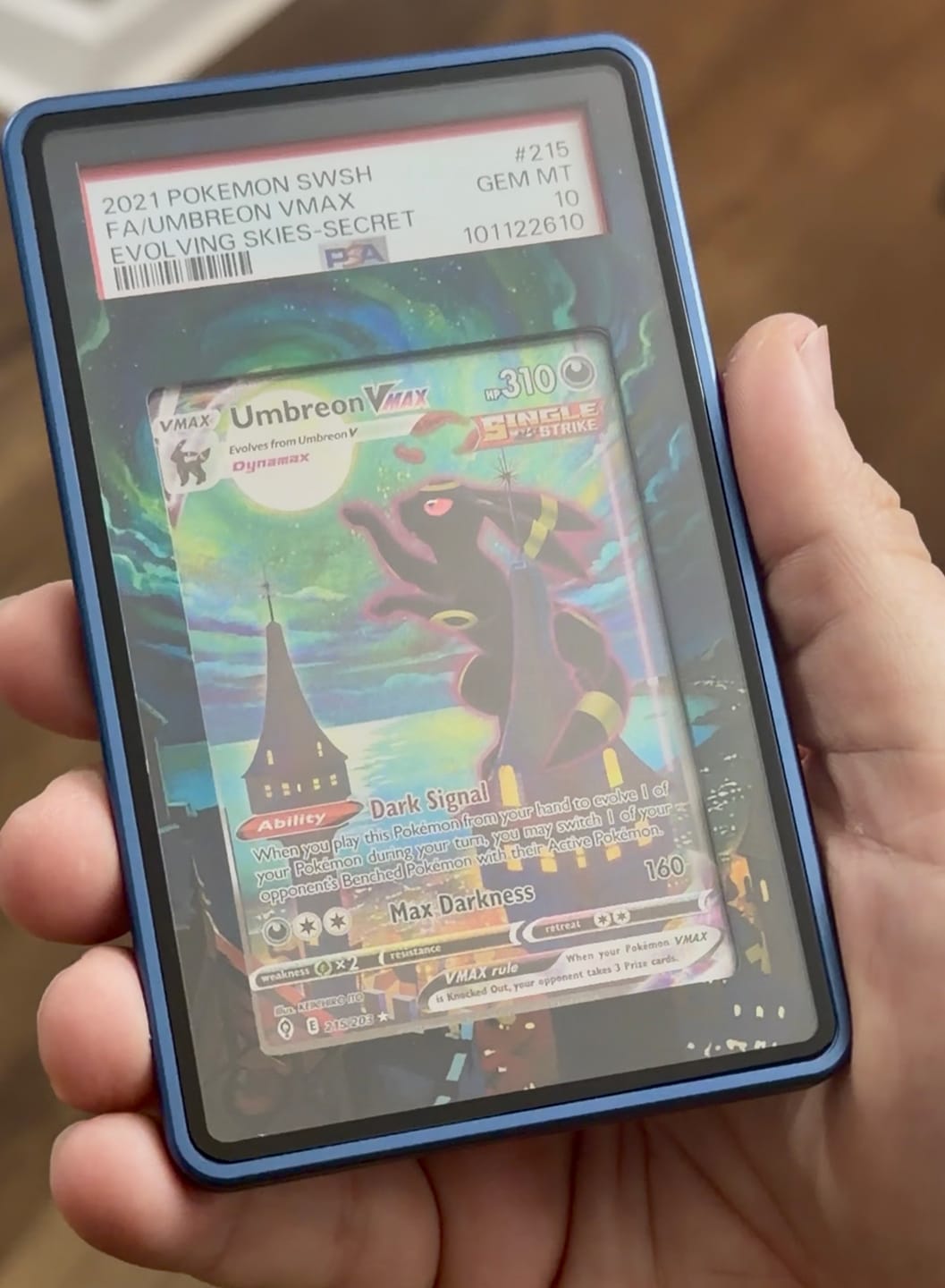 Customer photo review of Umbreon VMAX 095-069 Evolving Skies Extended Art Display Cases