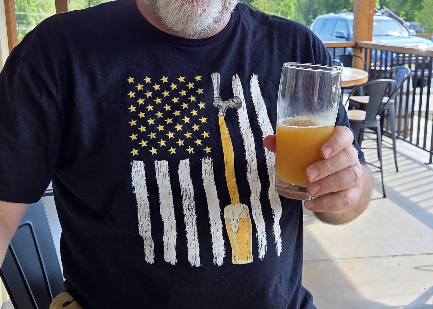 Customer photo review of American Beer Flag T-Shirt