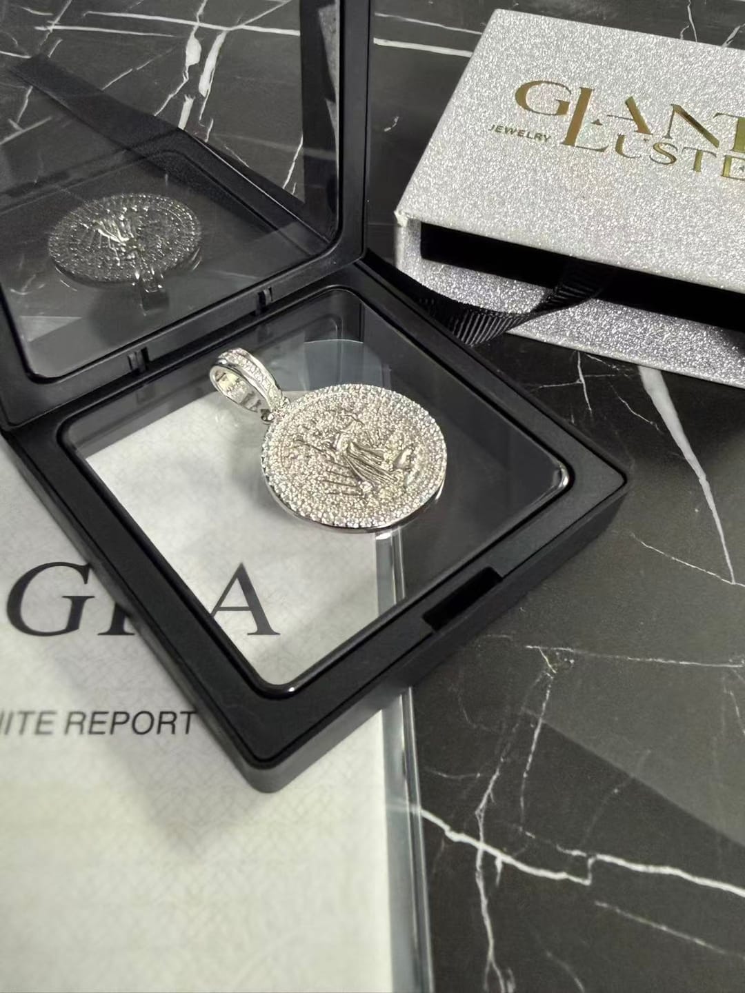 Customer photo review of GL Catholic Virgin Mary Silver Moissanite Pendant