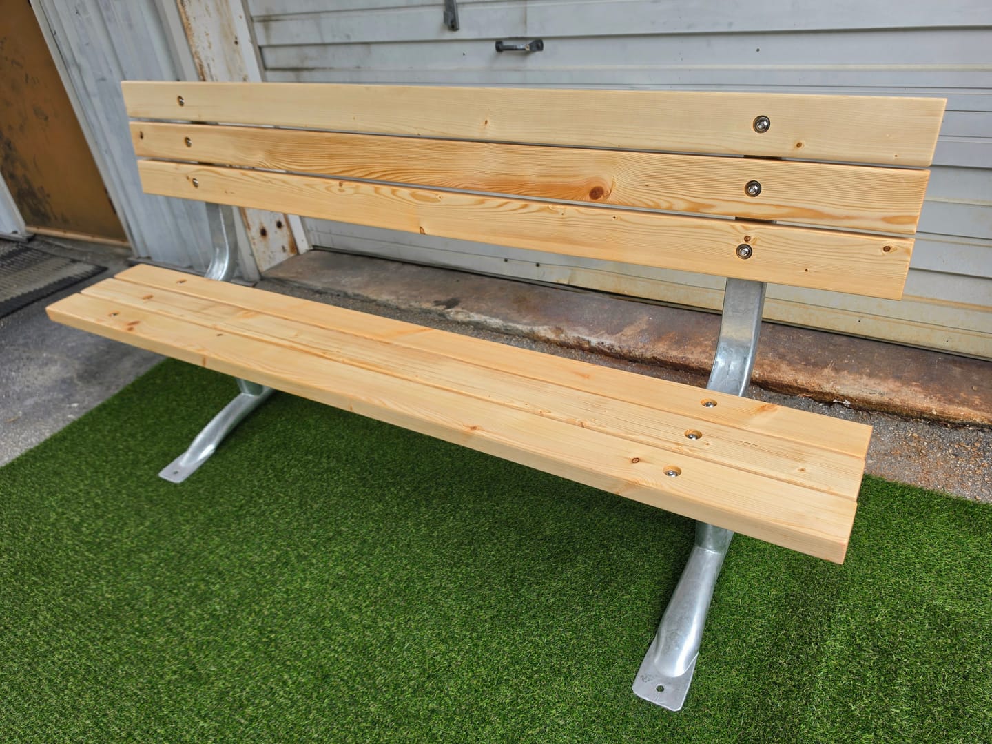 Customer photo review of Classic 6ft Commercial Park Bench Frame Kit – Welded Channel, Galvanized, Quick Ship