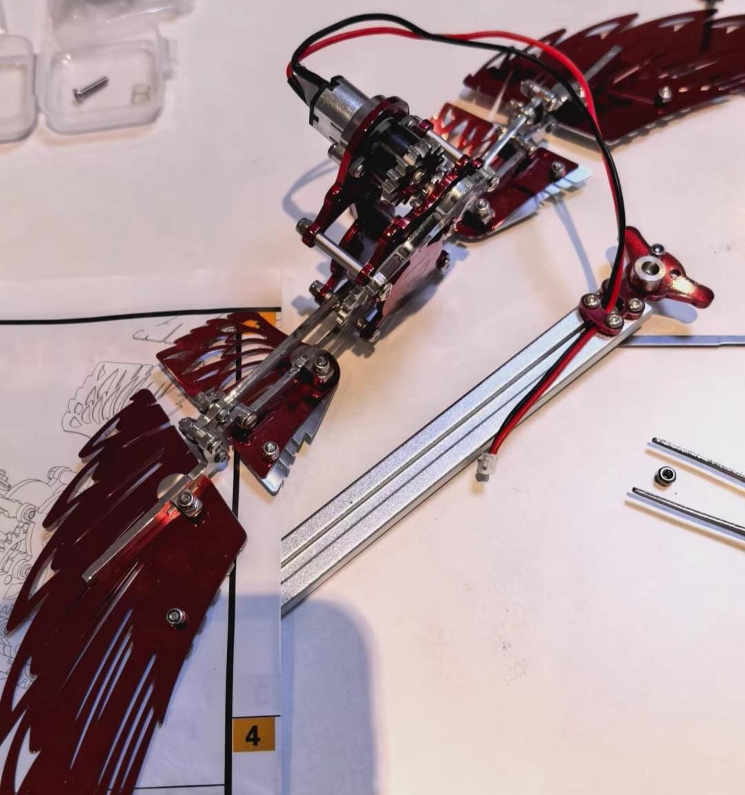 Customer photo review of Inferno Wing – Mechanical Ornithopter Metal Model Kit, DIY Assembly Collectible – 124 Pieces
