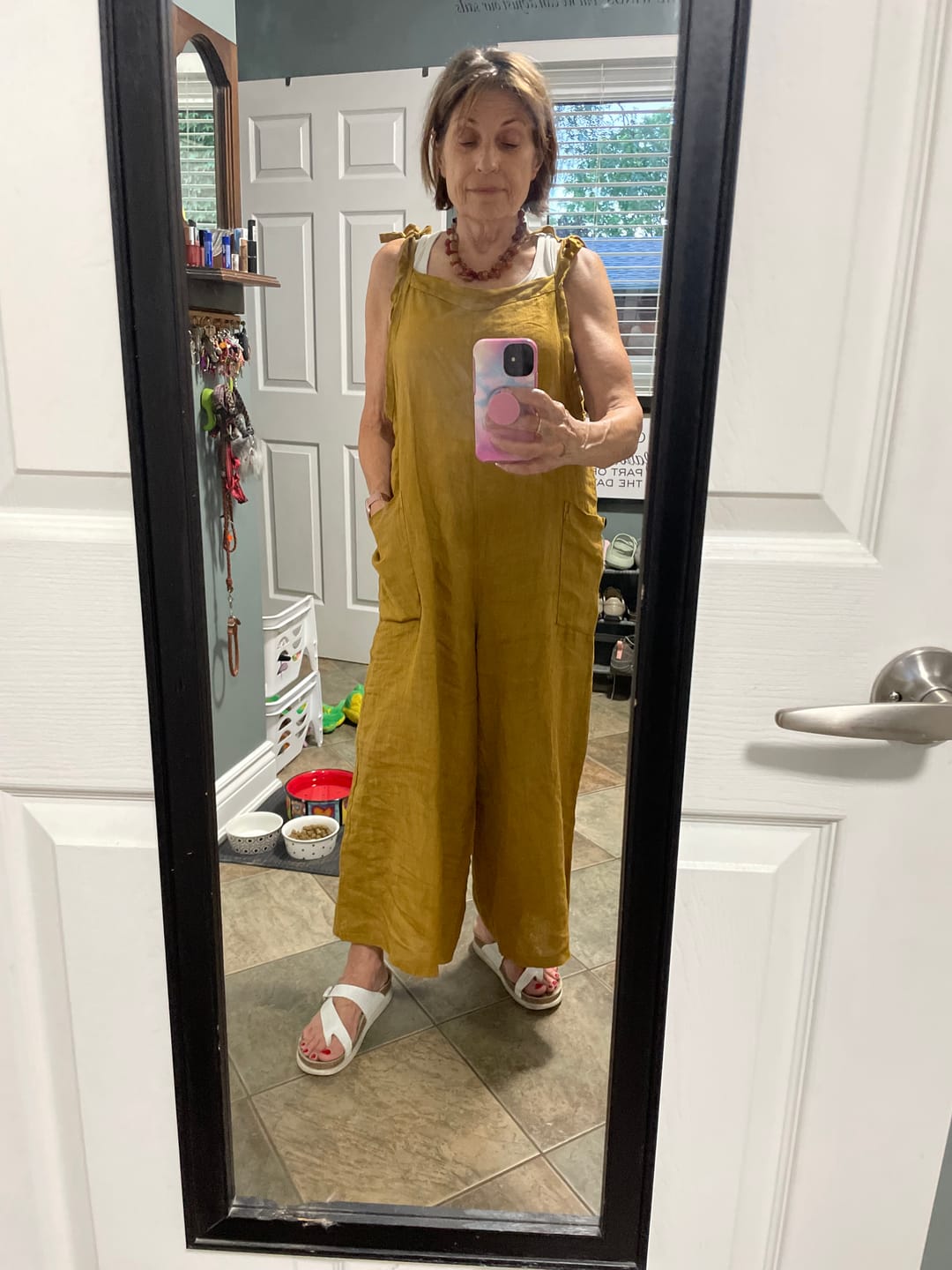Customer photo review of Lighter Days Linen Jumpsuit (Mustard)