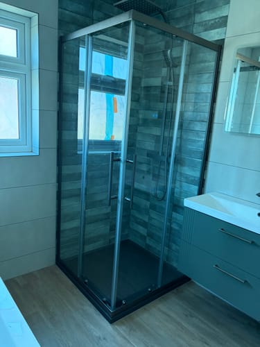 Customer photo review of Slate Grey Stone 900 x 900mm Square Shower Tray