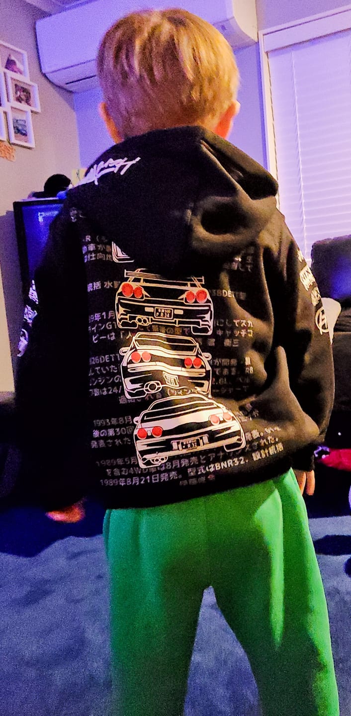 Customer photo review of Kids Nissan Skyline GTR Hoodie