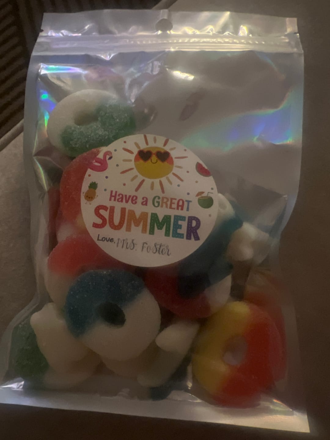 Customer photo review of White Strawberry Banana Gummy Bears - 5LB