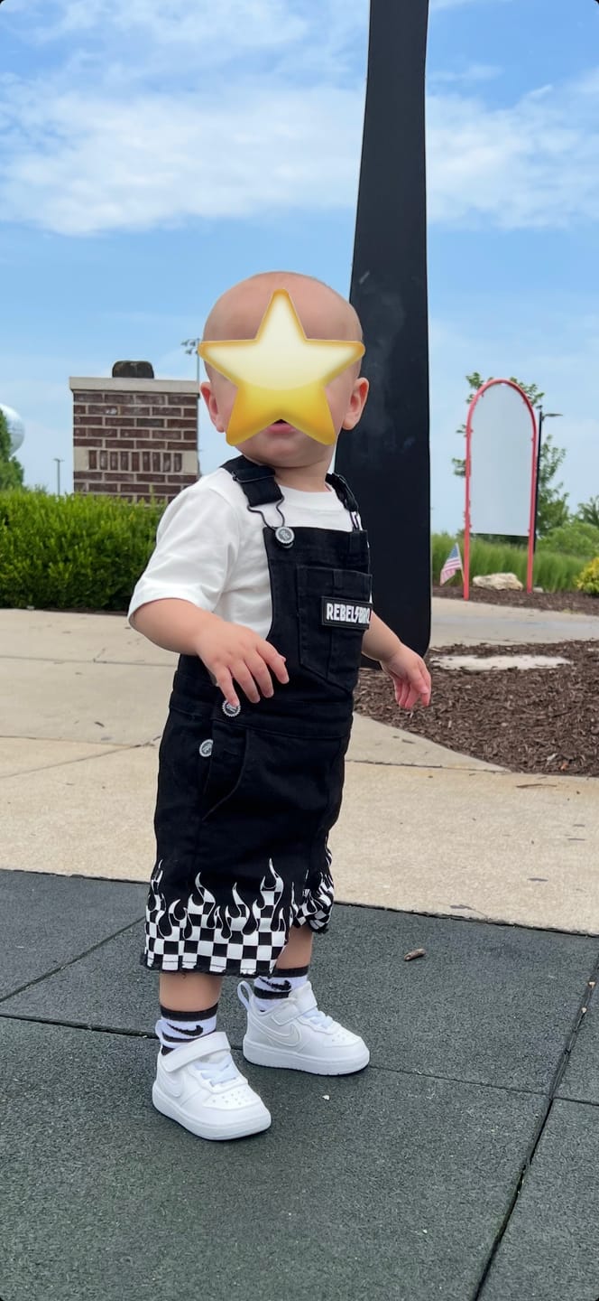 Customer photo review of Cut Off Overalls in Harley