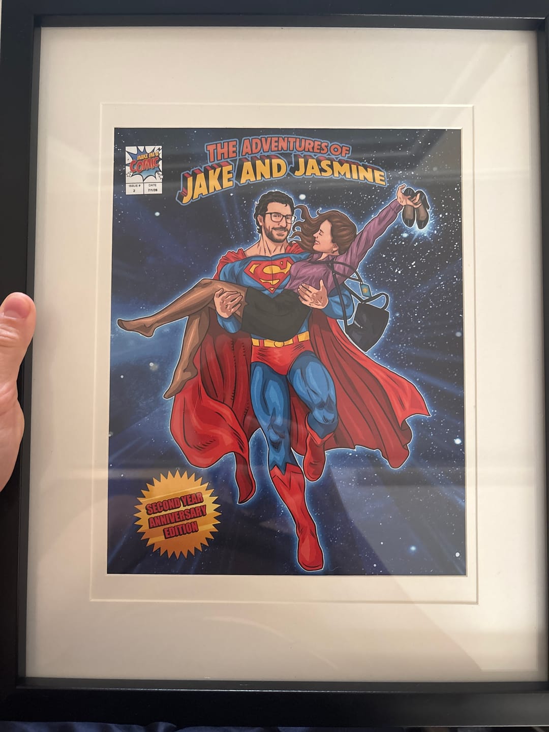 Customer photo review of Turn someone you love into a comic character on their very own custom comic book cover