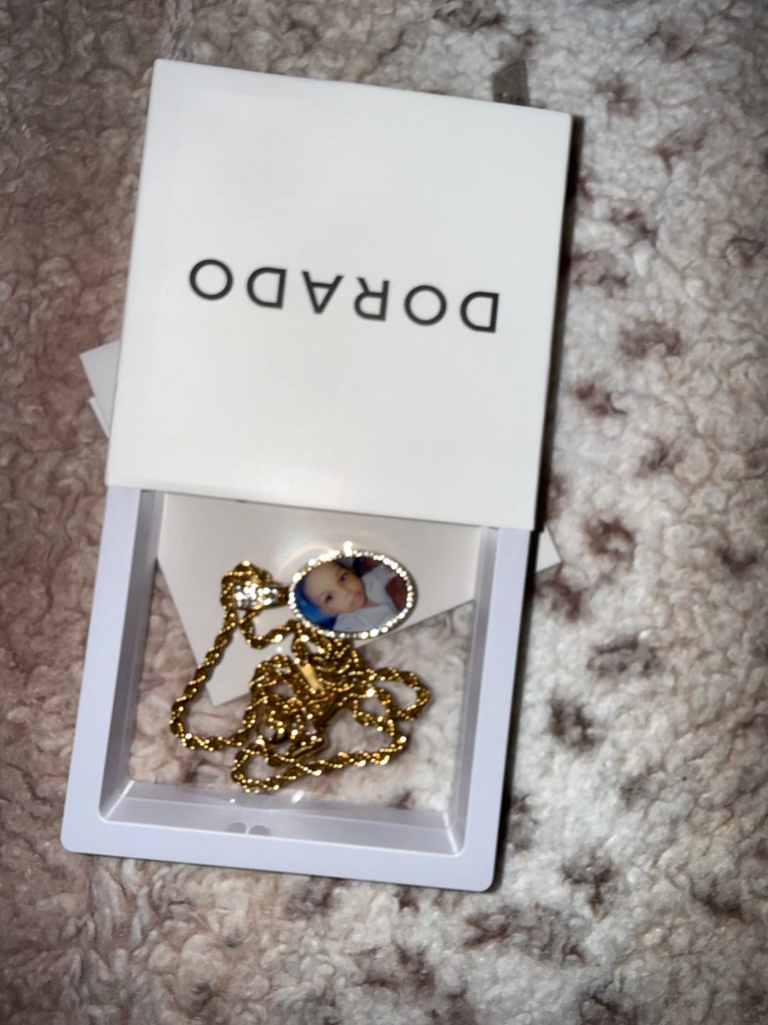 Customer photo review of Kids Iced Photo Pendant w/ Rope Chain