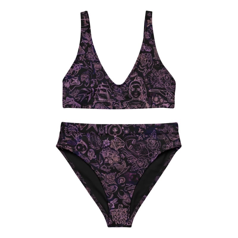 Customer photo review of "Carbon Sheet" Full-Set Recycled High-Waisted Tattoo Bikini - Death and Friends - Alternative Swimwear