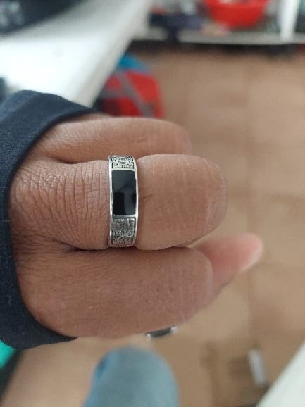 Customer photo review of Bague Homme Argent Pierre NOIRE GRAVÉE