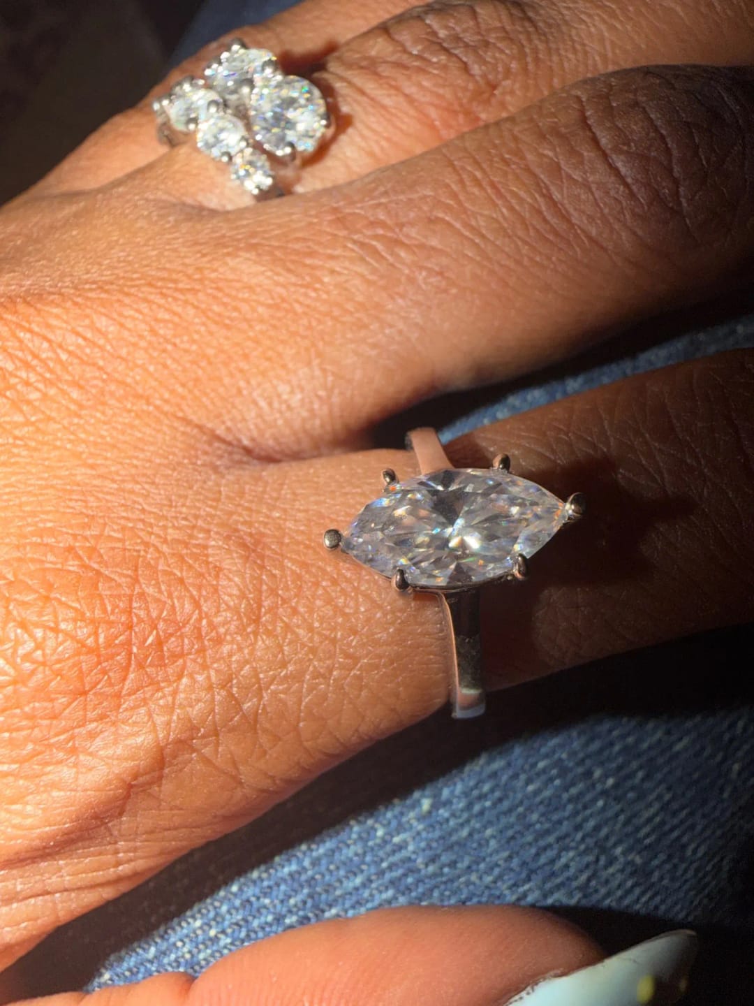 Customer photo review of 3 Carat Marquise Cut Solitaire Moissanite Ring