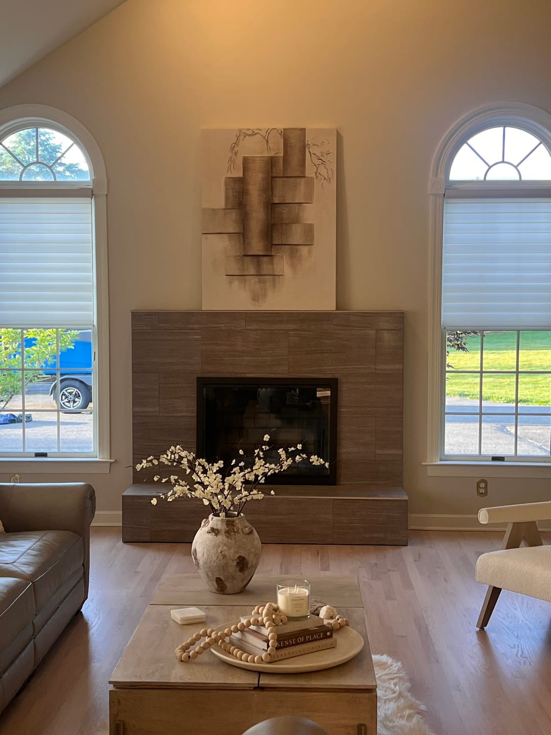 Customer photo review of Modern Textured Geometric Wall Art – Architectural Stone Layers -EV#0276
