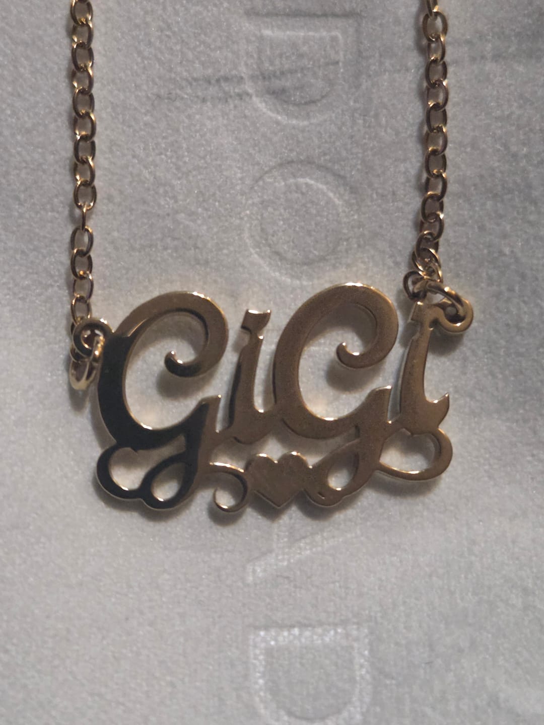 Customer photo review of Love Heart Name Necklace