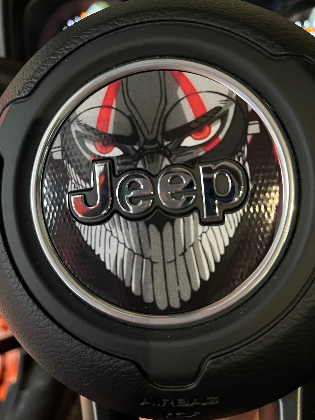 Customer photo review of Design Your Own Steering Wheel Decal for Jeep