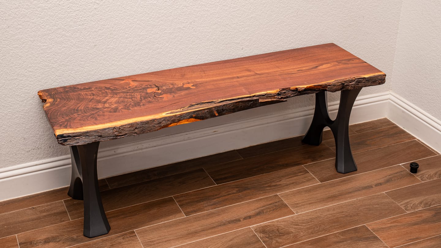 Customer photo review of Bench Legs 103 Haru 16.3" H for Dining Live Edge Tabletop