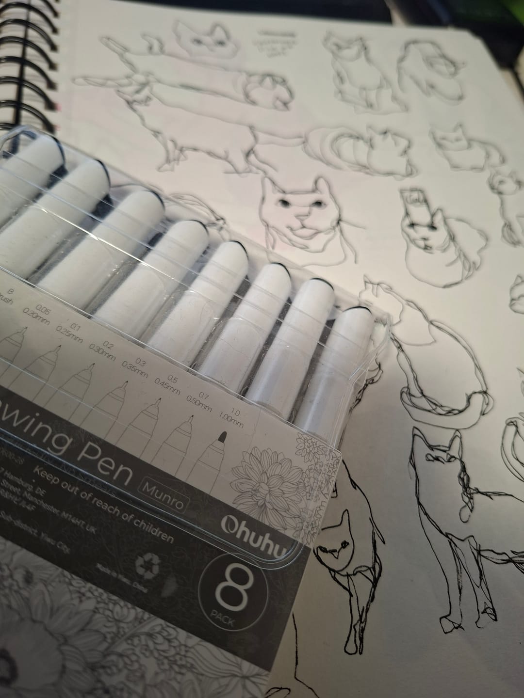 Customer photo review of Ohuhu Fineliner Drawing Pen, 8 Pack