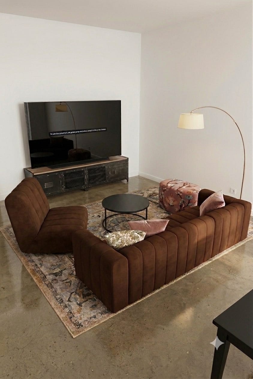 Customer photo review of Industrial Iron & Pine Wood TV Stand for TVs 19.69" H 4 Doors TV Console