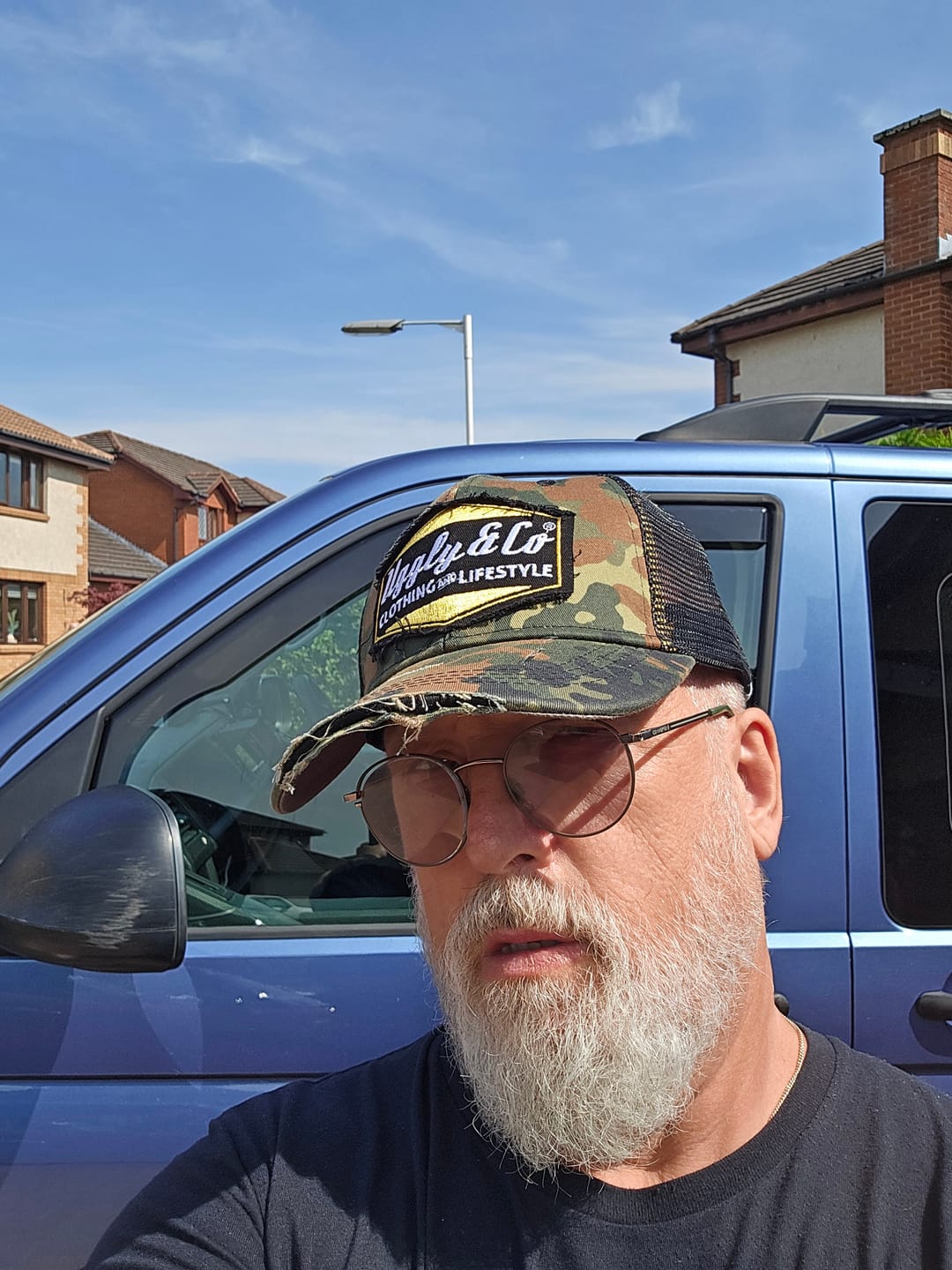 Customer photo review of Green Camo Diamond Trucker Hat