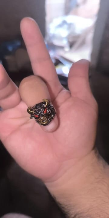 Customer photo review of Bague Dragon Homme Ajustable YEUX ROUGES METALIQUE