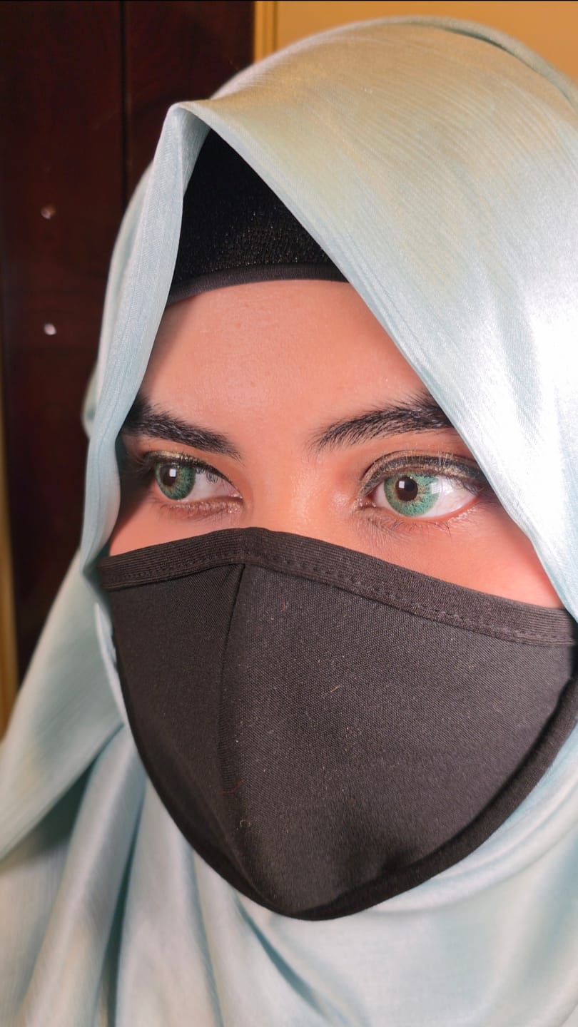 Customer photo review of Amazonia Icy Volcano Gray Prescription Colored Contact Lenses