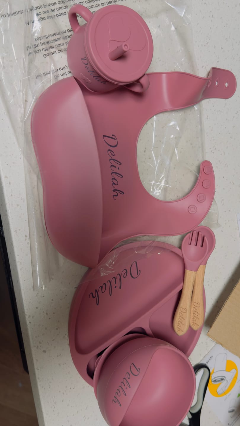 Customer photo review of Noah + Nori™ Personalized Baby Feeding Set