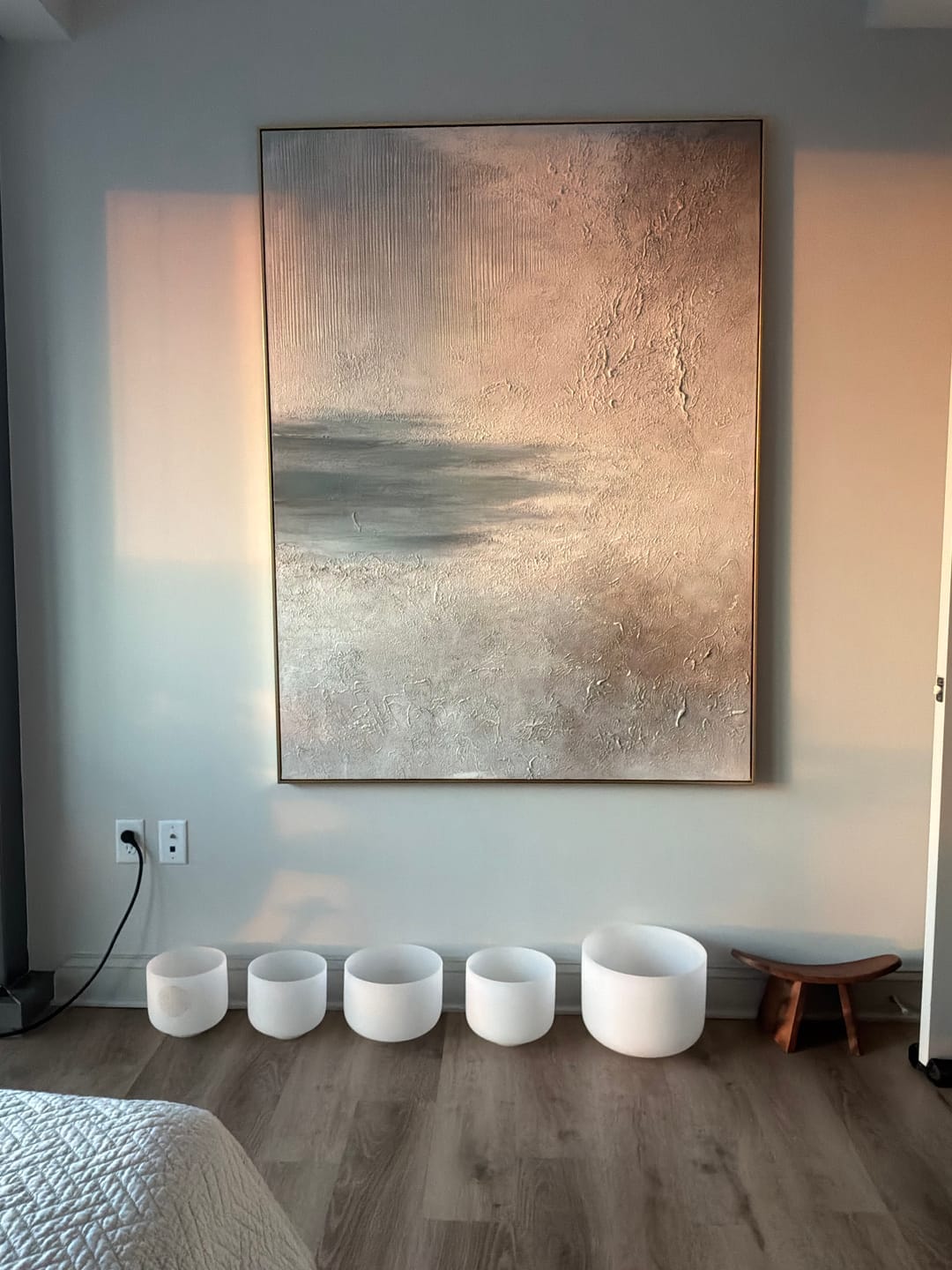 Customer photo review of Wabi Sabi Textured Wall Art – Quiet Grey Horizon -EL#0272