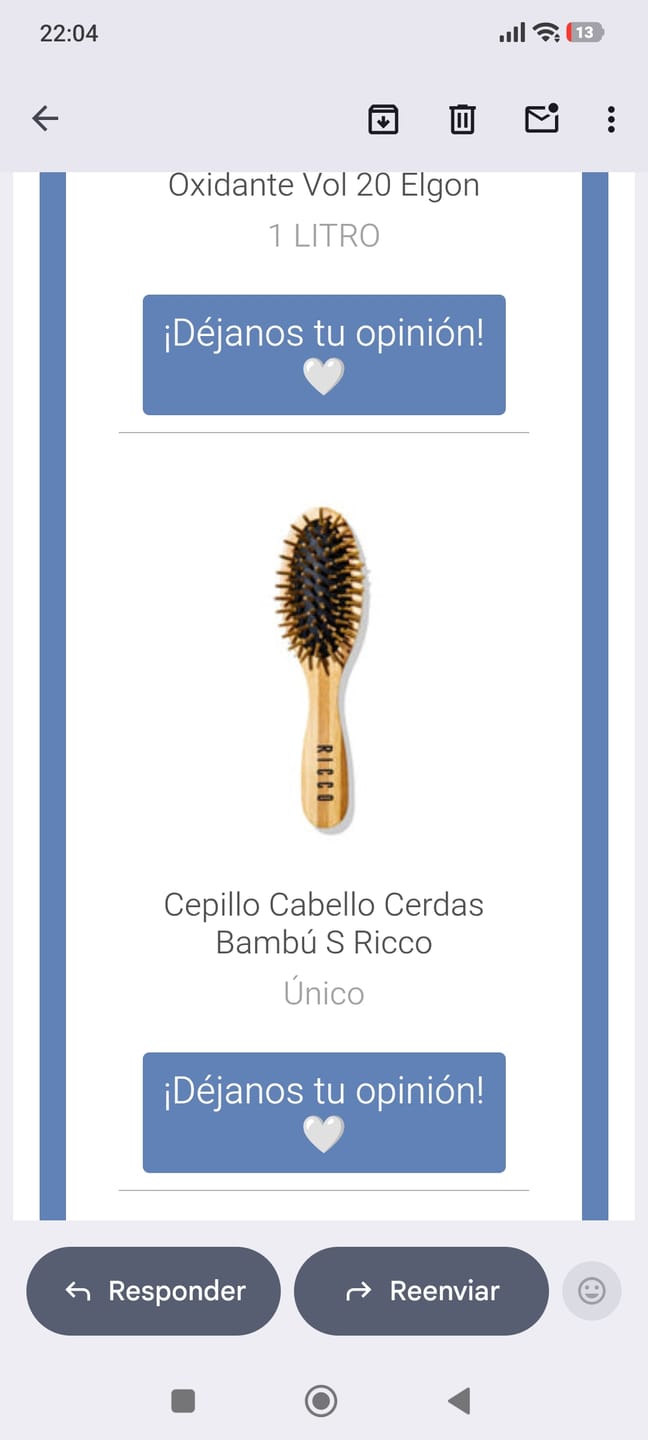 Customer photo review of Cepillo Cabello Cerdas Bambú S Ricco