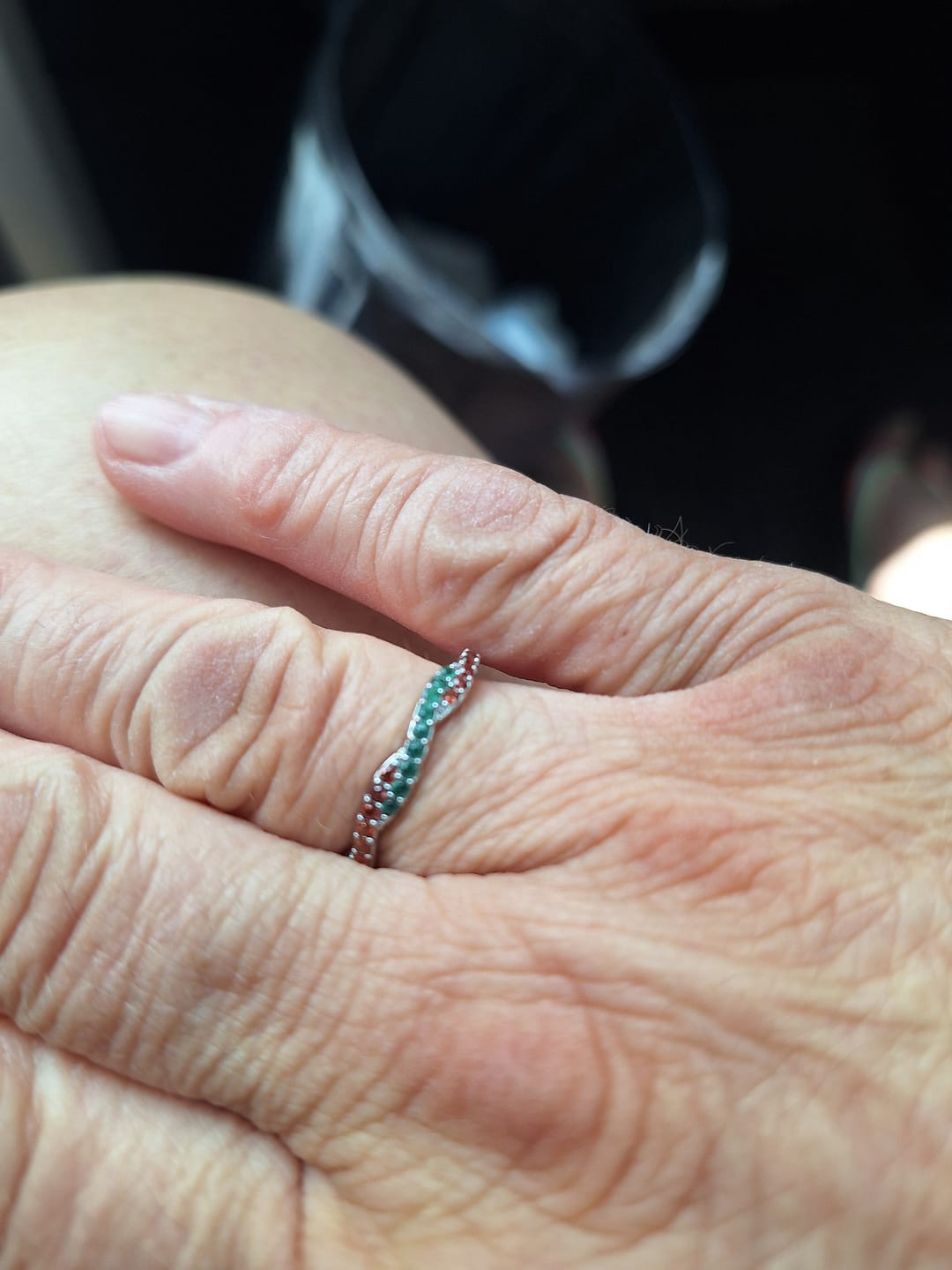 Customer photo review of Custom Wavy Birthstone Promise Ring