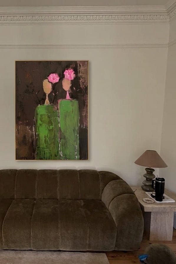 Customer photo review of Dark Green & Rose Pink Modern Expressionist Wall Art -EH#0266