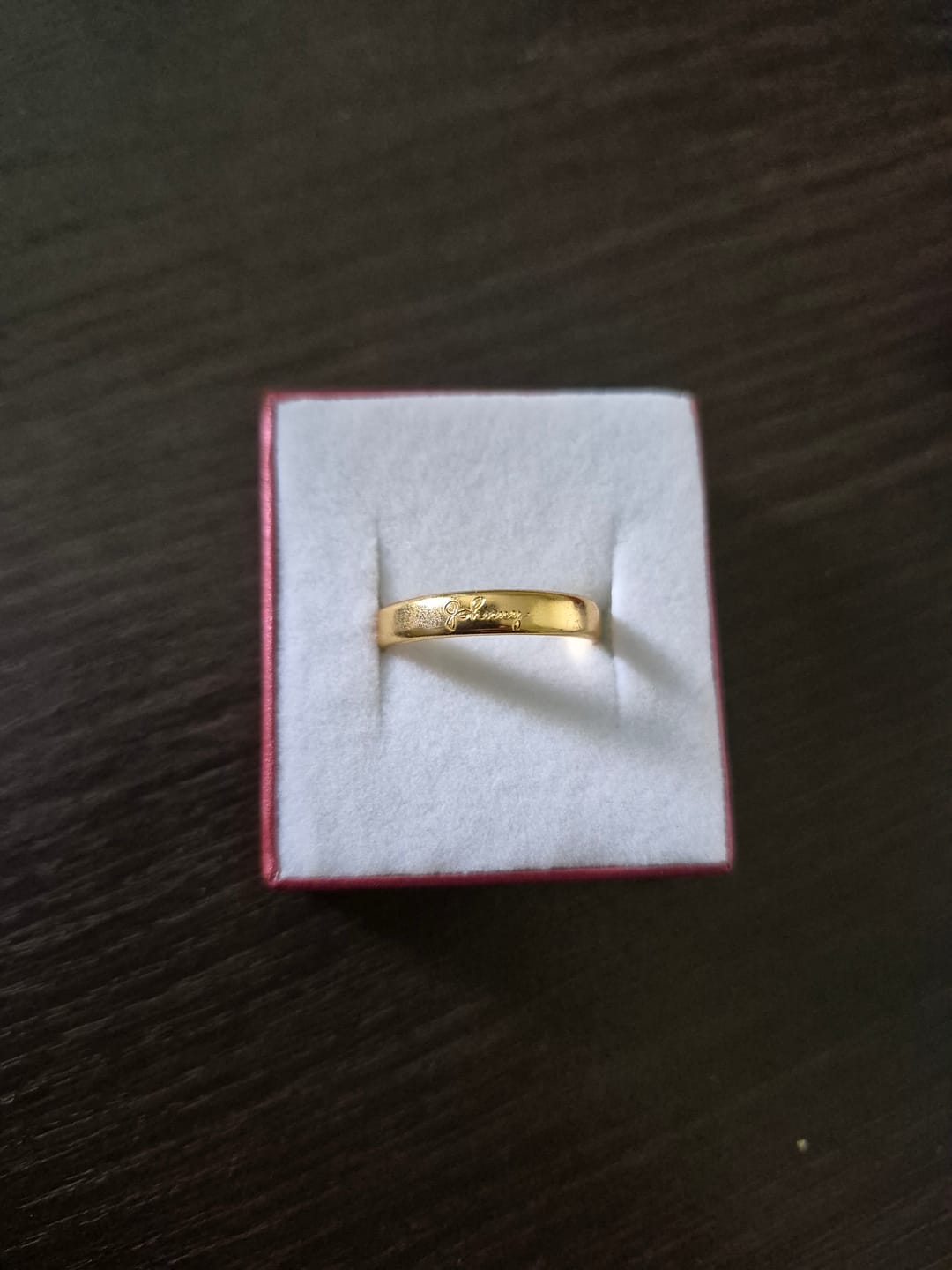 Customer photo review of Custom Handwriting Engraved Ring, 4mm Personalized Band
