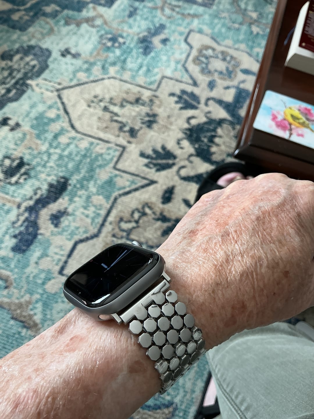 Customer photo review of Silver Honeycomb Luxury Apple Watch Strap